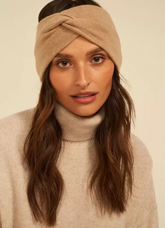 Bandeau Cache Oreilles, 100% Cachemire Camel Bruce Sud Express