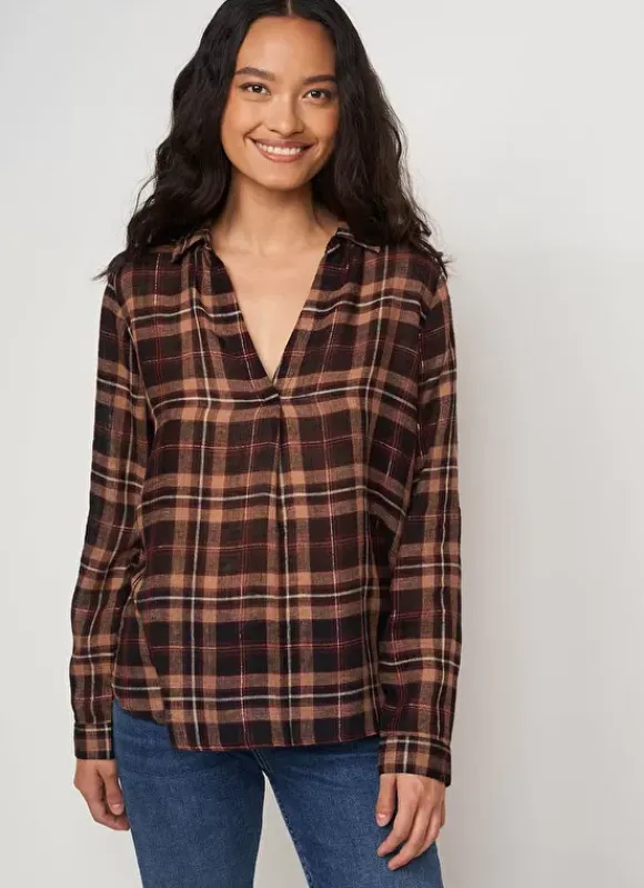 Blouse A Carreaux Bordeaux Tasco Sud Express