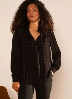 Blouse A Col Monte Avec Volant Noir Blouisa Sud Express