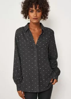 Blouse A Col V Et Plumetis Lurex Gris Tarano Sud Express