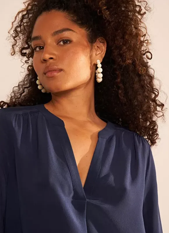 Blouse En 100% Soie Bleu Tyrah Sud Express