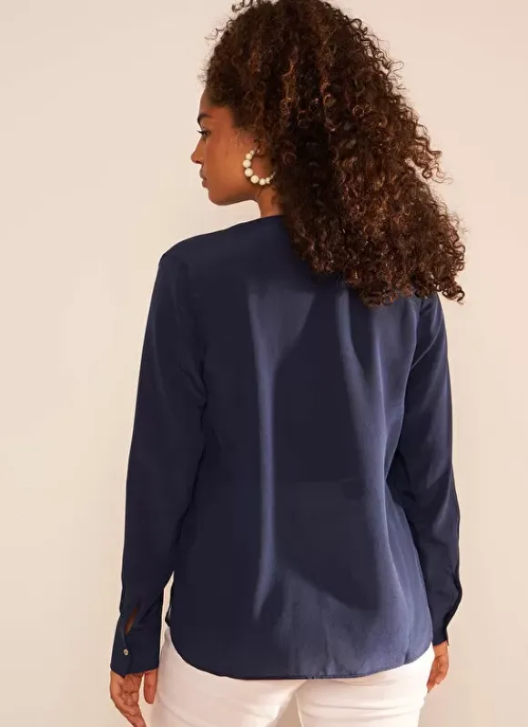 Blouse En 100% Soie Bleu Tyrah Sud Express