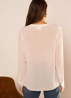 Blouse En 100% Soie Ecru Tyrah Sud Express