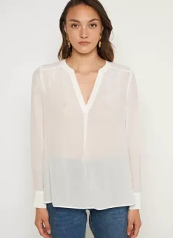 Blouse En 100% Soie Ecru Tyrah Sud Express