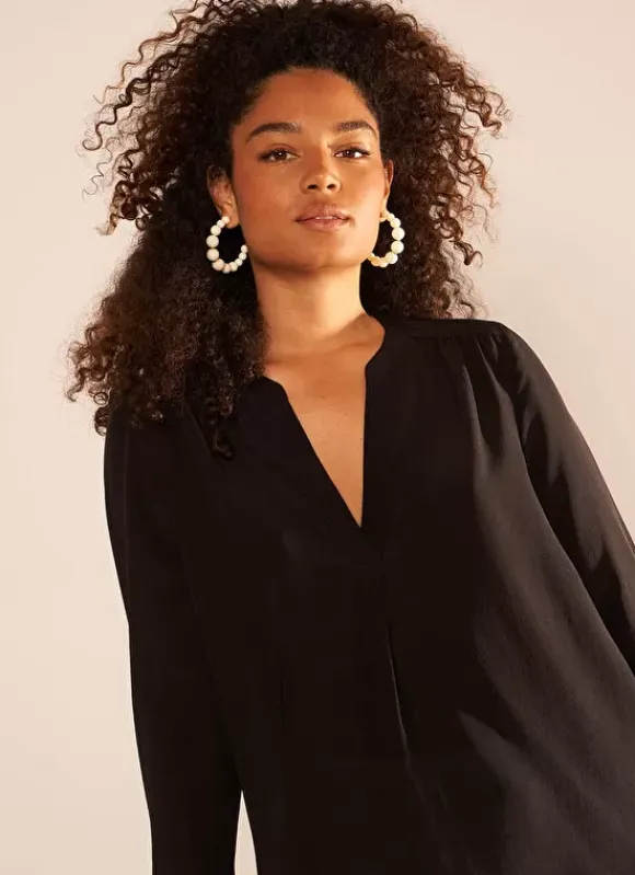 Blouse En 100% Soie Noir Tyrah Sud Express