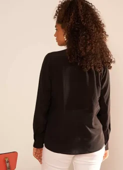 Blouse En 100% Soie Noir Tyrah Sud Express