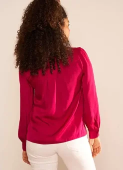 Blouse Satine A Col Tunisien Fuchsia Teddy Sud Express