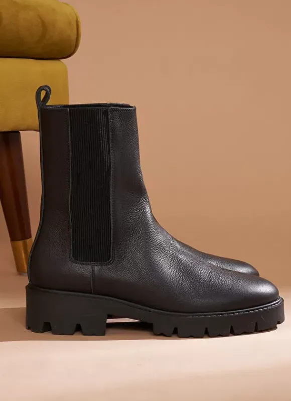 Bottines Chelsea En Cuir Noir Ivy Sud Express