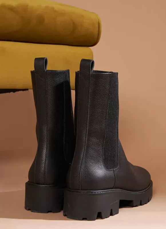 Bottines Chelsea En Cuir Noir Ivy Sud Express