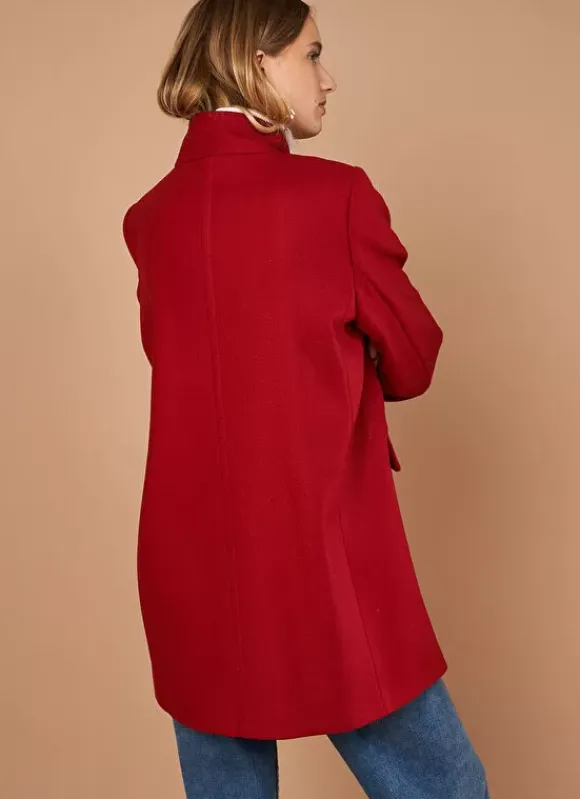 Caban En Drap De Laine Rouge Maleka Sud Express