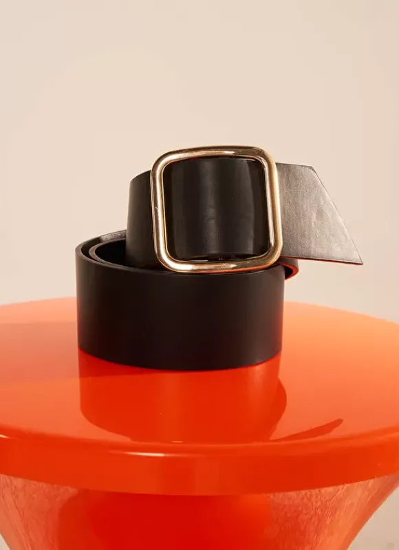 Ceinture En Faux Cuir Lisse Noir Cellia Sud Express