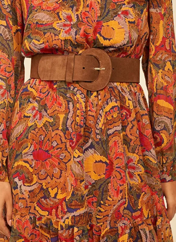 Ceinture Large En Croute De Cuir Caramel Camylle Sud Express