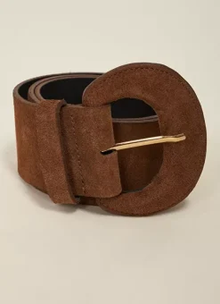 Ceinture Large En Croute De Cuir Caramel Camylle Sud Express