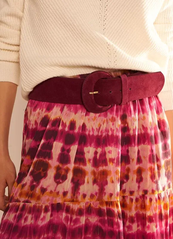 Ceinture Large En Croute De Cuir Bordeaux Camylle Sud Express