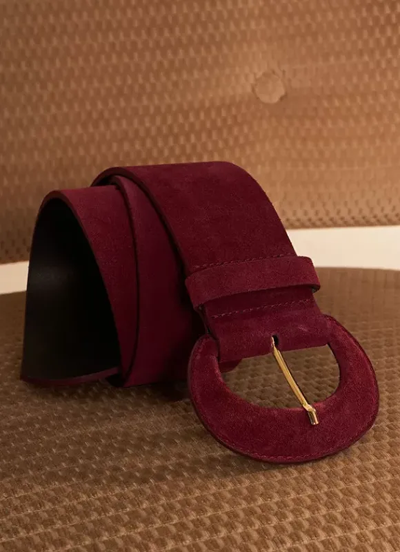 Ceinture Large En Croute De Cuir Bordeaux Camylle Sud Express