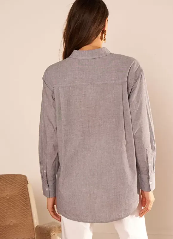 Chemise Ample En Popeline De Coton Gris Cascada Sud Express