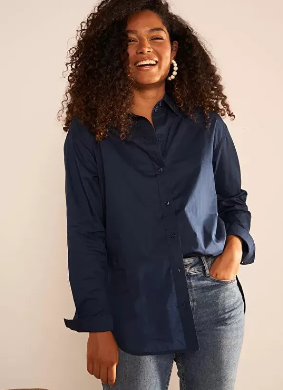 Chemise Ample En Popeline De Coton Bleu Cascade Sud Express