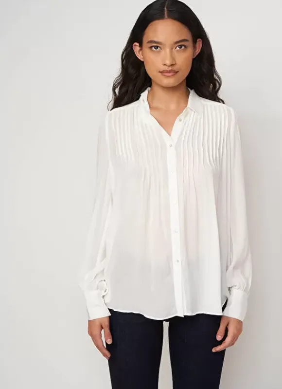 Chemise Crepon A Col Classique Ecru Calison Sud Express