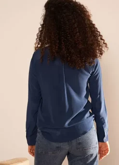 Chemise En Soie A Manches Longues Bleu Cyrah Sud Express