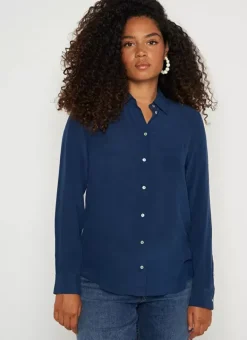 Chemise En Soie A Manches Longues Bleu Cyrah Sud Express