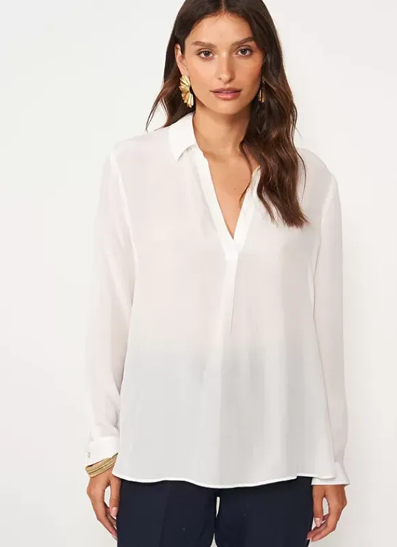 Chemise En Soie Ecru Tibla Sud Express