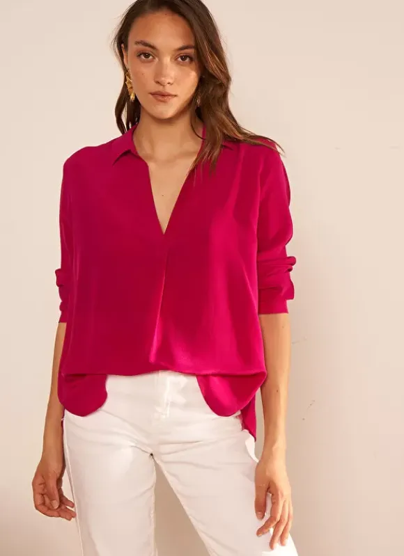 Chemise En Soie Framboise Tibla Sud Express