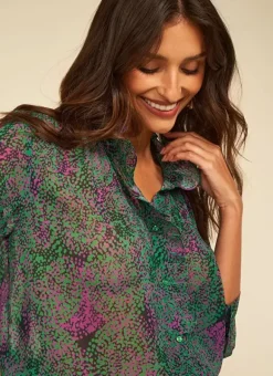 Chemise Imprimee A Manches Longues Vert Cowie Sud Express