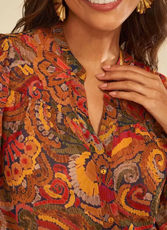Chemise Imprimee Brique Cagathe Sud Express