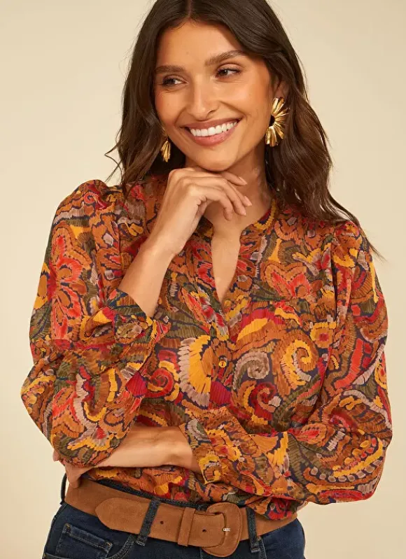 Chemise Imprimee Brique Cagathe Sud Express