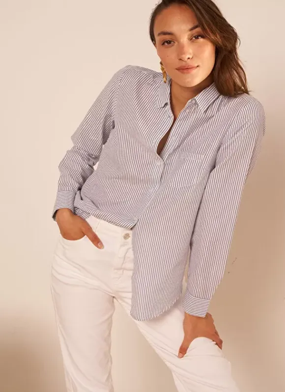 Chemise Manches Longues A Rayures Bleu Calabama Sud Express