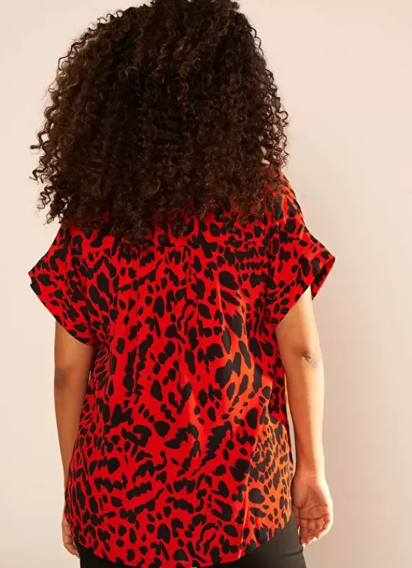 Chemise Oversize A Manches Courtes Rouge Calixie Sud Express