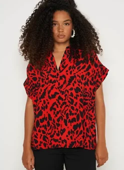 Chemise Oversize A Manches Courtes Rouge Calixie Sud Express