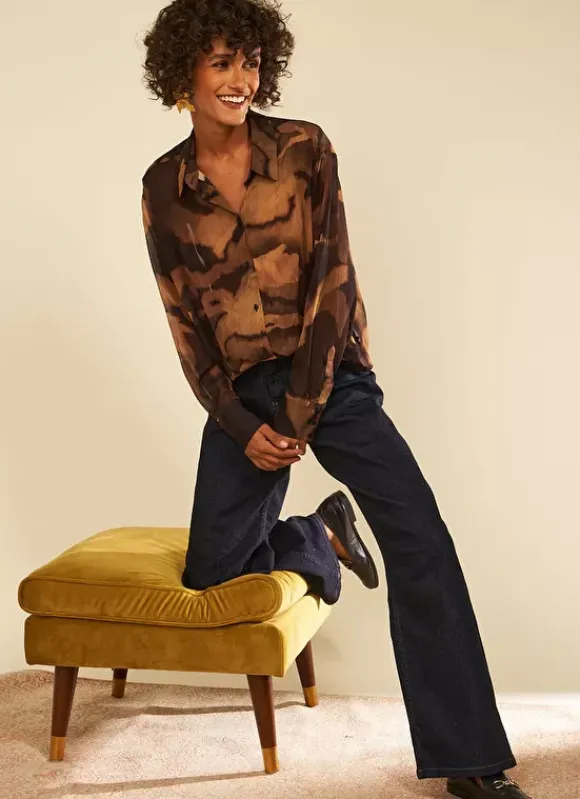 Chemise Oversize Imprimee Marron Cadalie Sud Express
