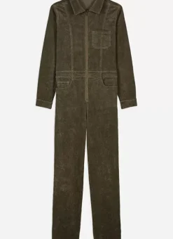 Combi Pantalon En Velours Cotele A Manches Longues Kaki Clairy Sud Express