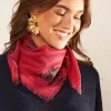 Foulard Carre En Laine Et Soie Framboise Epic Sud Express