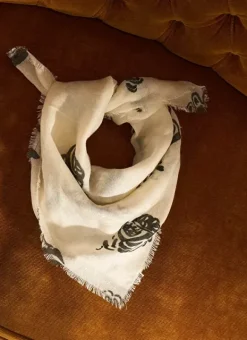 Foulard Carre En Laine Et Soie Ecru Epic Sud Express