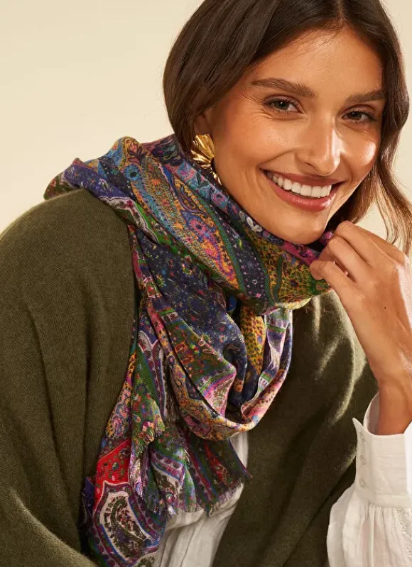 Foulard Imprime Framboise Eliez Sud Express