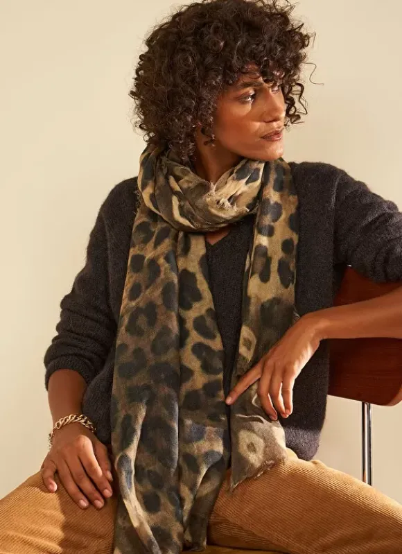 Foulard Imprime Kaki Elif Sud Express