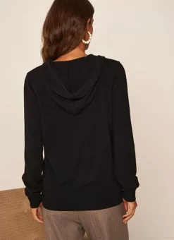 Gilet A Capuche Zippe 100% Cachemire Noir Garenk Sud Express