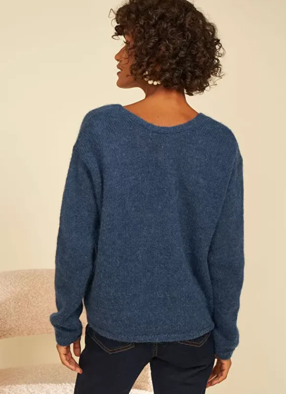 Gilet Col V A Cotes Indigo Gattyca Sud Express