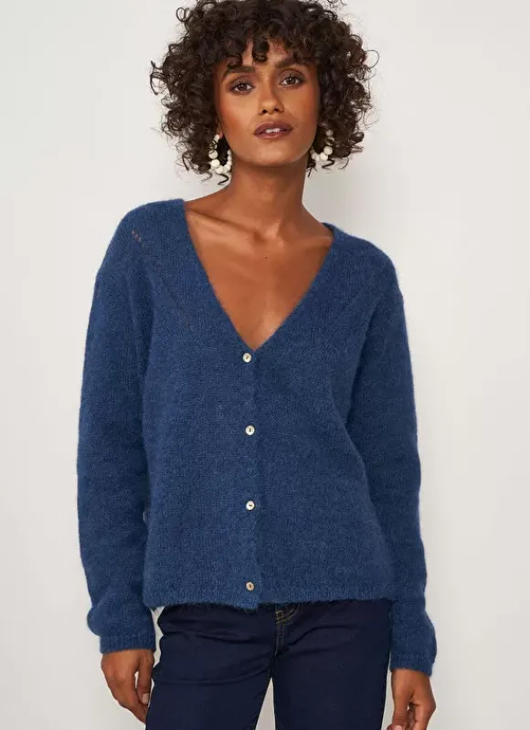 Gilet Col V A Cotes Indigo Gattyca Sud Express
