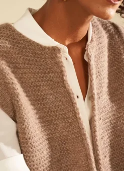Gilet Court Et Ouvert, En Mohair Et Alpaga Vison Gotanax Sud Express