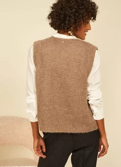 Gilet Court Et Ouvert, En Mohair Et Alpaga Vison Gotanax Sud Express