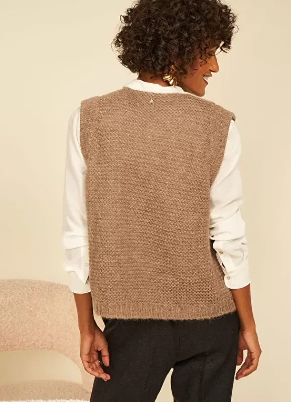 Gilet Court Et Ouvert, En Mohair Et Alpaga Vison Gotanax Sud Express