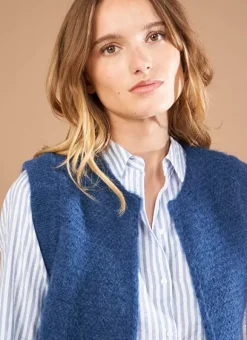 Gilet Court Ouvert En Mohair Indigo Gotana Sud Express