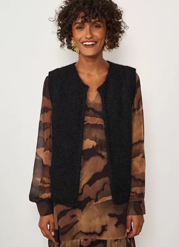 Gilet Court Ouvert En Mohair Noir Gotanay Sud Express