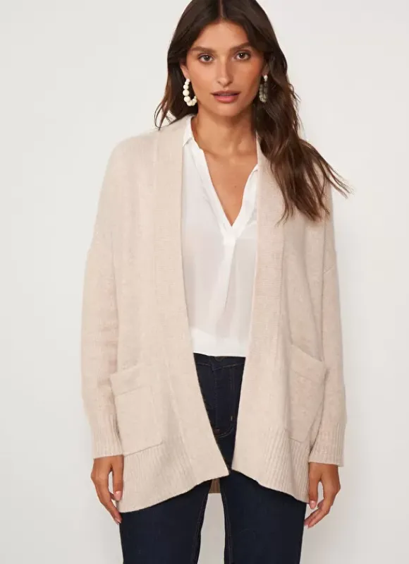Gilet Mi-Long Ouvert Avec Poches Plaquees Beige Chine Geric Sud Express