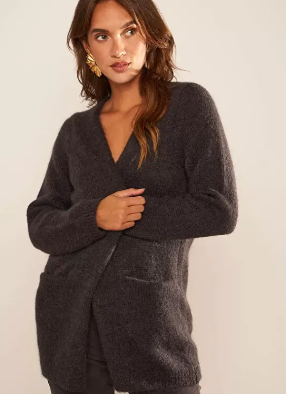 Gilet Ouvert Mi-Long Avec Poches Plomb Grangeyx Sud Express
