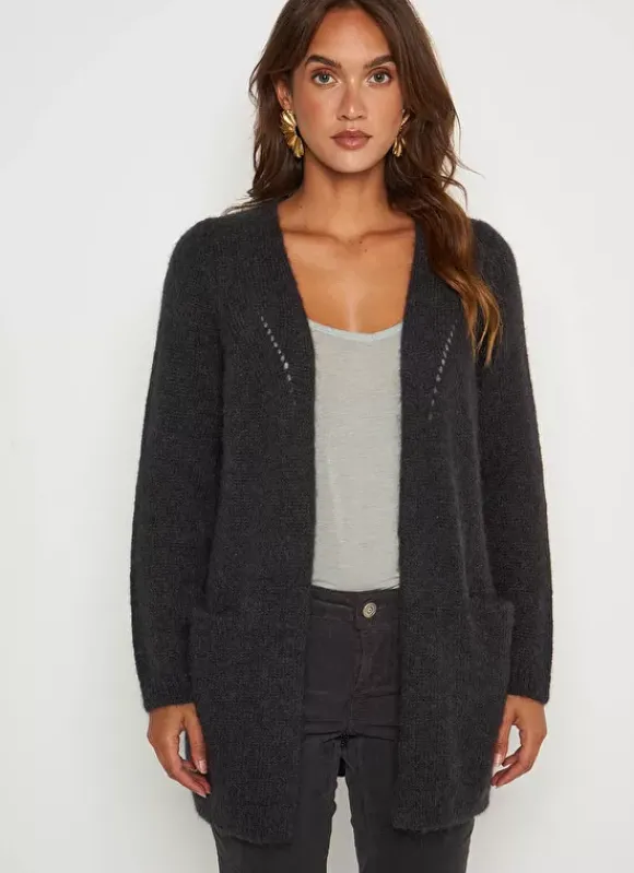 Gilet Ouvert Mi-Long Avec Poches Plomb Grangeyx Sud Express