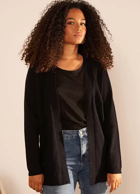 Gilet Ouvert Mi-Long Noir Gladia Sud Express